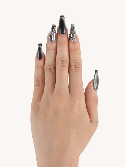 Spar Black Cat Eye Press-On Nails