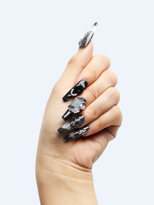Black Starry Sky Press-On Nails