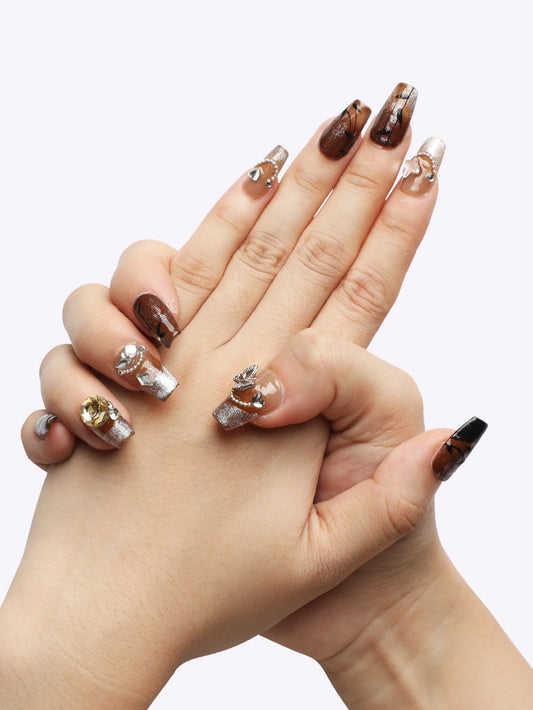 Vintage Shining Diamond Press-On Nails