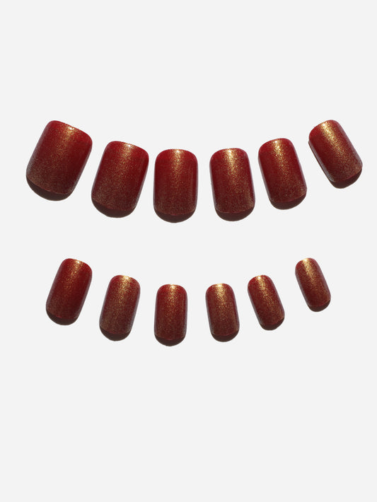 Dark Red Aurora Press-On Nails