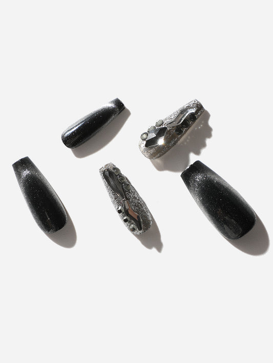 Spar Black Cat Eye Press-On Nails