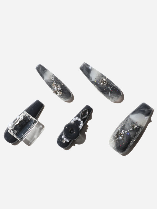 Black Starry Sky Press-On Nails