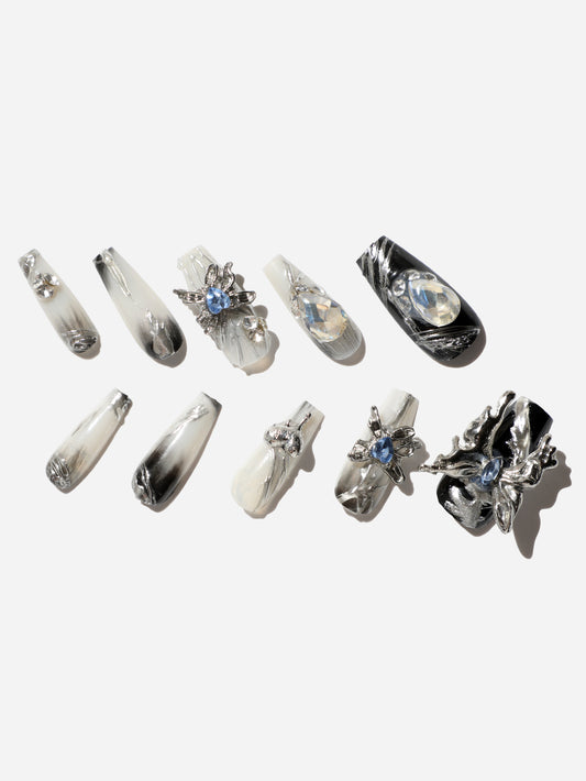 3D Butterfly Crystal Press-On Nails