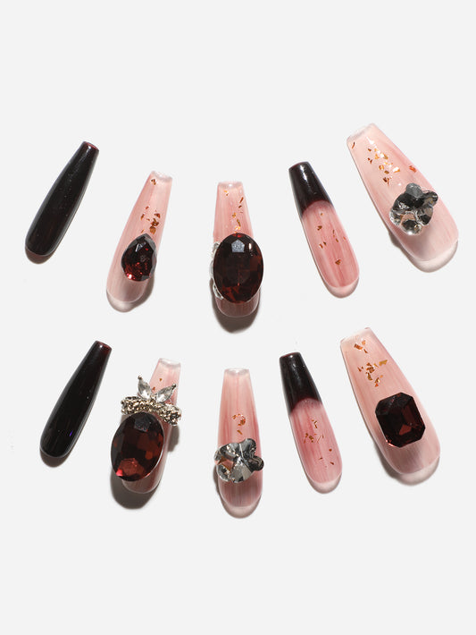 GlamoDiva Rubies Gradient Press-On Nails