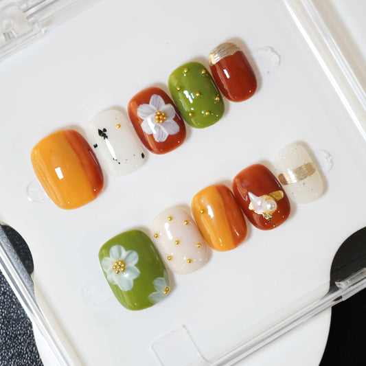 Maillard Style Handmade Short Square Nails