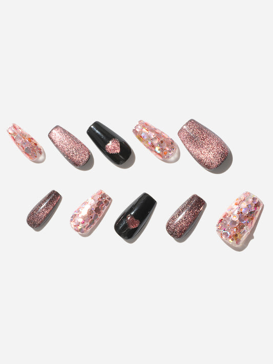 Cat Eye Pink Starry Sky Press-On Nails